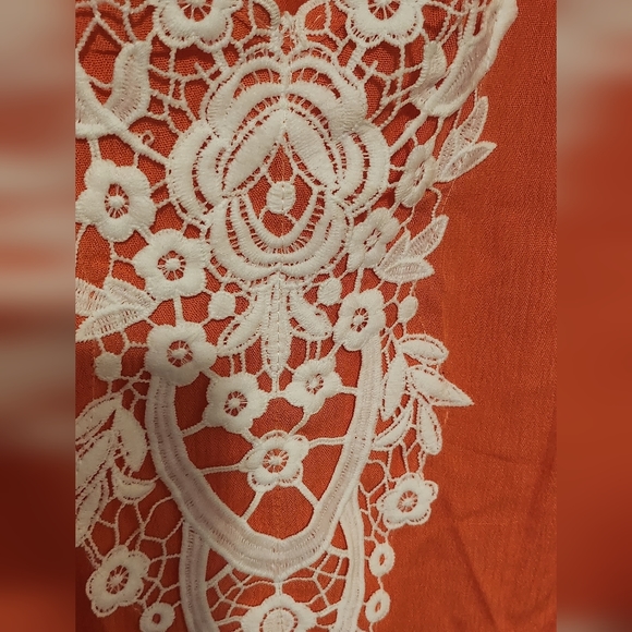 Suzanne Betro Women's 3/4 Bell Sleeve Tunic Size 1X Tangerine - Picture 2 of 7